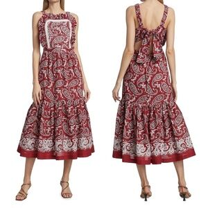 NWT Sea New York Red Theodora Paisley Print Apron Midi Dress Sz. 6